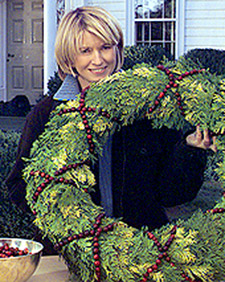 Greenery Wreath with Cranberry Garland