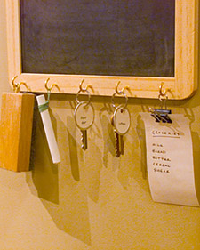 Ribbon Chalkboard with Key Hooks