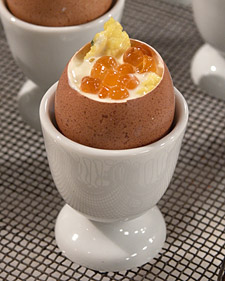 Caviar-Topped Scrambled Eggs in Eggshells