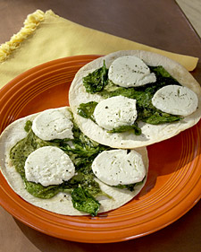 Spinach and Goat Cheese Open-Faced Quesadilla