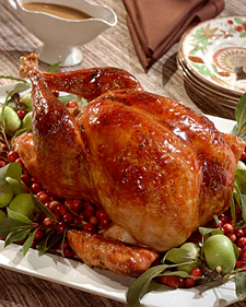 Cranberry-Glazed Turkey with Cranberry-Cornbread Stuffing