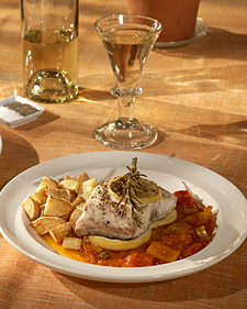 Roasted Wild Striped Bass with Peperonata