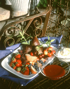 Fresh Fruit with Ricotta and Plum Sauce