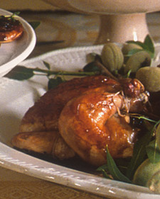 Roast Poussin with Onion Tartlets, Rice Pilaf, and Gingerbread Cupcakes