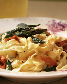 Image of Tagliatelle With Prosciutto And Asparagus, Martha Stewart