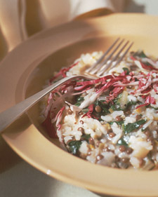 French lentil and swiss chard risotto