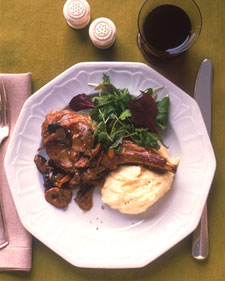 Veal Chops with Creamy Mushroom Sauce and Mashed Potatoes