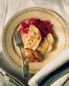 Image of Parsnip Pierogi With Pickled Red Cabbage And Sauted Apples, Martha Stewart
