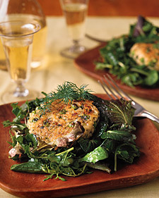 Risotto Patties over Greens